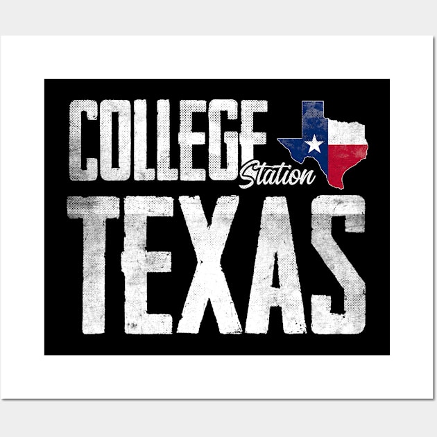 Vintage College Station Texas State Flag Wall Art by Mash92